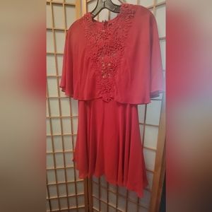 BCBG MAXAZARIA fancy sleeveless A-line mini dress with sheep cape XS 02